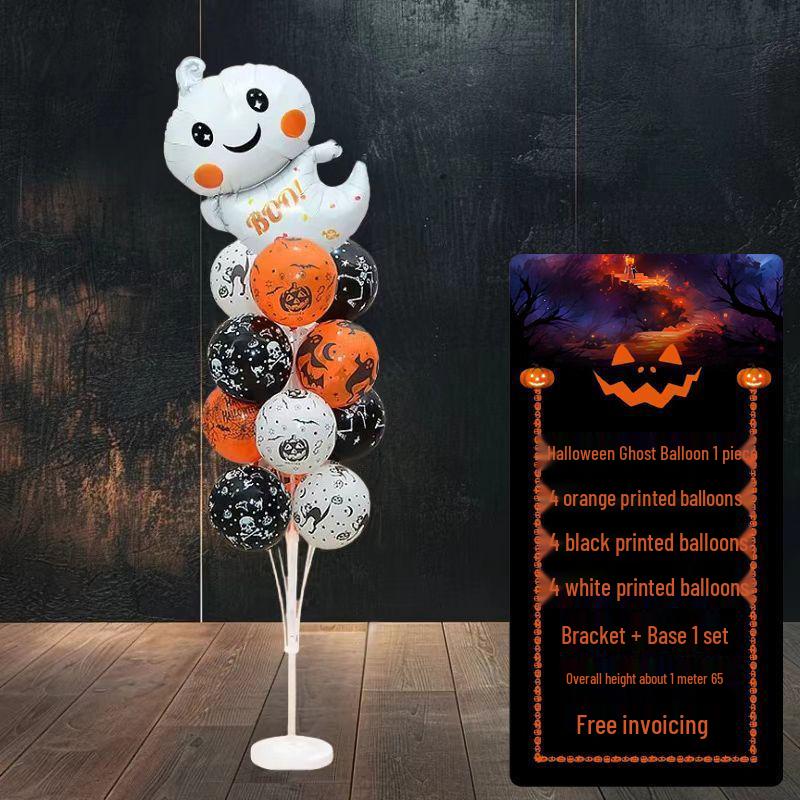 Halloween Pumpkin Skeleton Balloon Columns for Party and Event Decoration