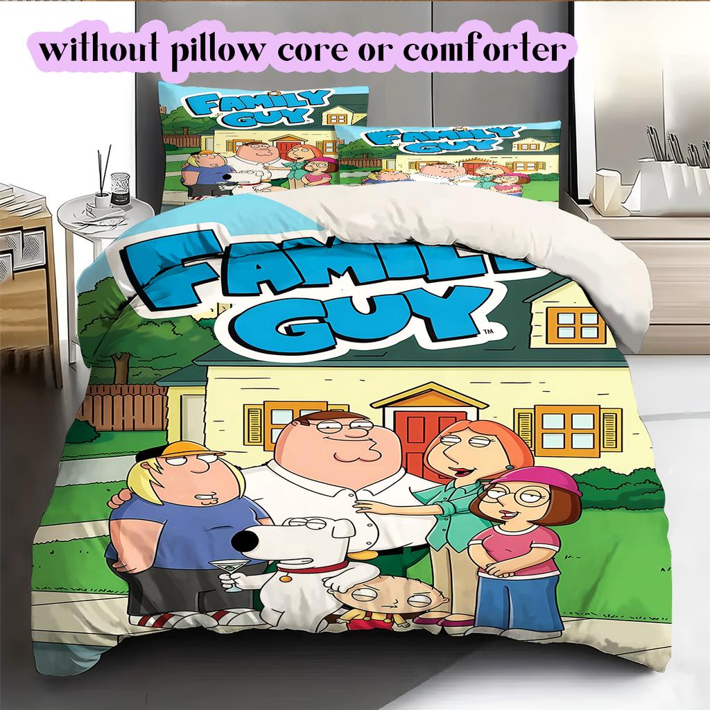 Family Guy Character Pattern Bedding Quilt Set Quilt Cover Pillowcase Home Decoration Birthday Gift (1*duvet Cover+ 2*pillowcase, Without Core)
