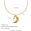 18K Goldplattiertes Edelstahl Mond Stern Anhänger Halskette mit Gliederkette Zirkon Trendiger Minimalistischer Schmuck für Jahrestag Geschenk