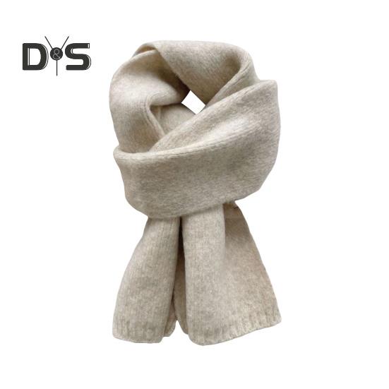 

Вязаный шарф, однотонный, утолщенный, теплый, женский шарф, термоповязка на шею для холодной погоды, повседневный шарф бежевый