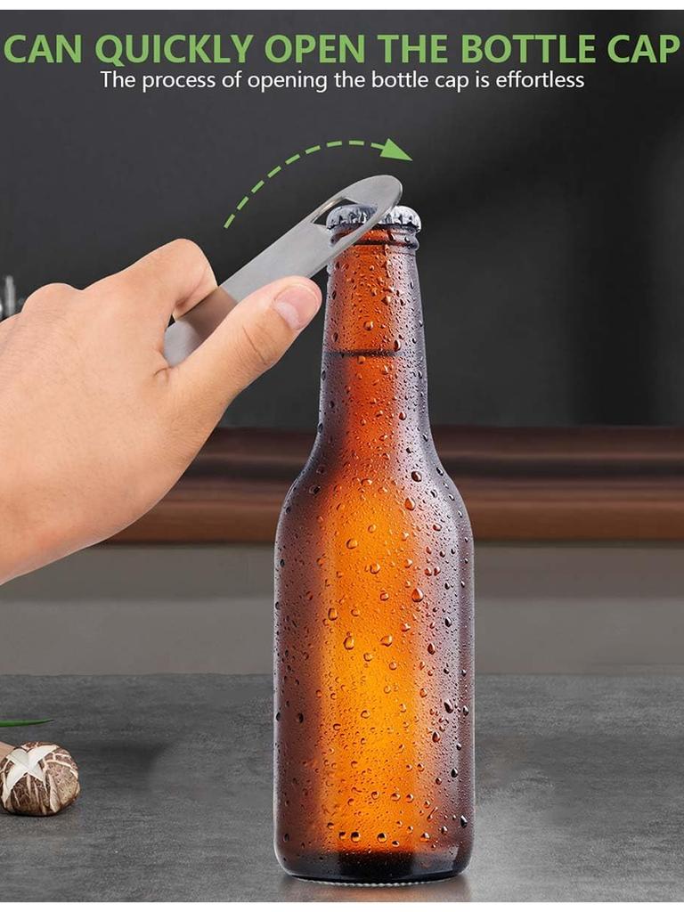 Apribottiglie Piatto in Acciaio Inossidabile Robusto, Apribottiglie per Birra, Apribottiglie Rapidi per Cucina, Bar, Accessori per Bar