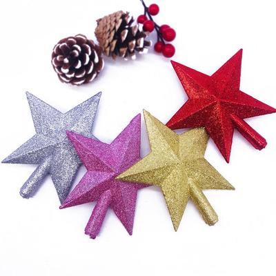 Estrella 3D con Purpurina Dorada para Árbol de Navidad - 5 Puntas, Varios Tamaños