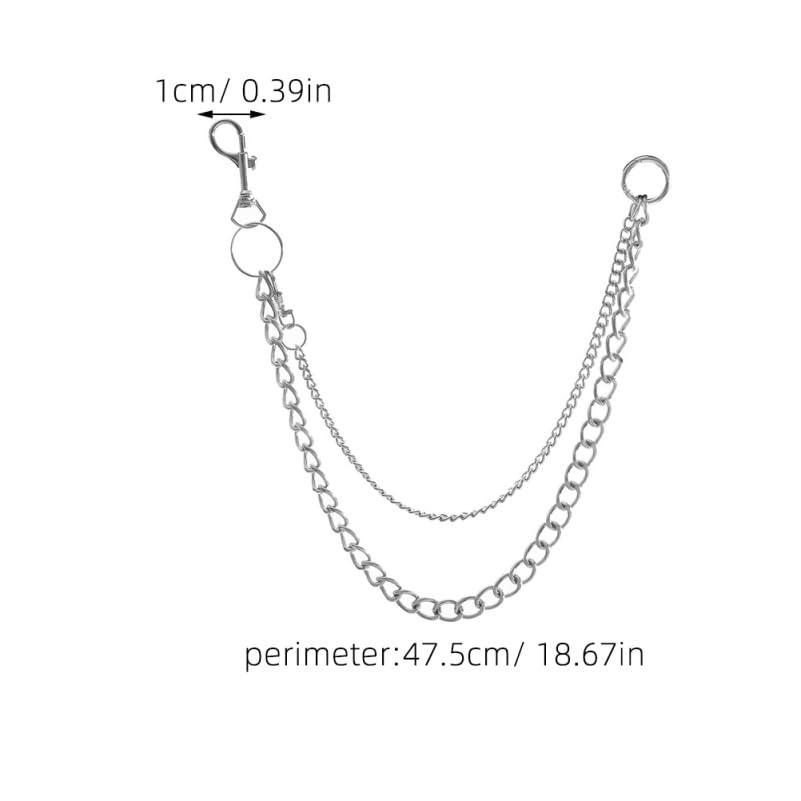 LIFKOME pants chain wallet iron silver key accessory hanging hip hop punk jeans 47.5cm