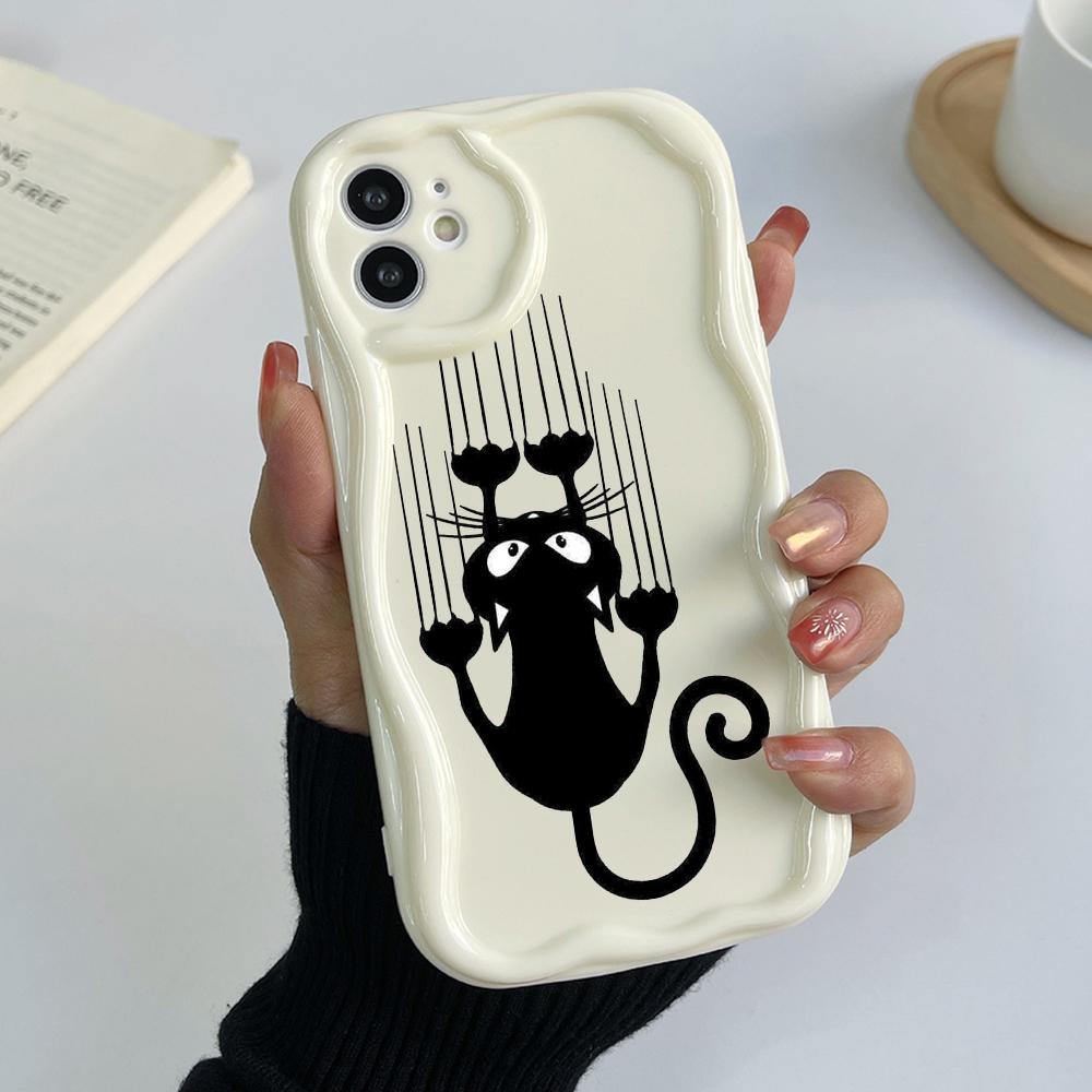 LZ9 мультяшный кот милый художественный дизайн прозрачные мягкие волнистые чехлы — фото 15