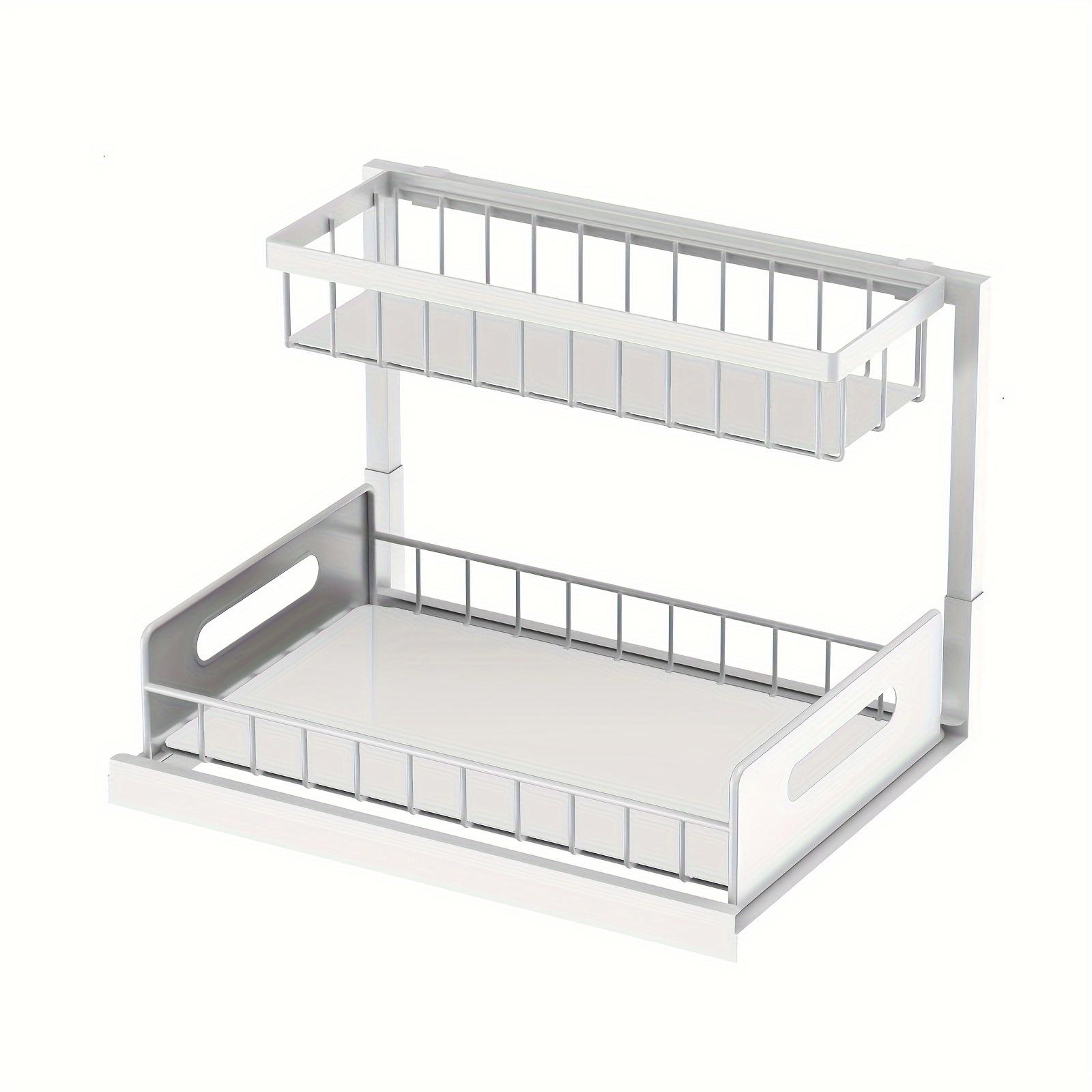 

Кухонный шкафчик Стеллаж для хранения раковины Стеллаж для хранения двухслойный выдвижной кухонный стеллаж для приправ белый