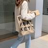 1 letter canvas bag lazy wind shoulder cloth bag women's large capacity tote bag