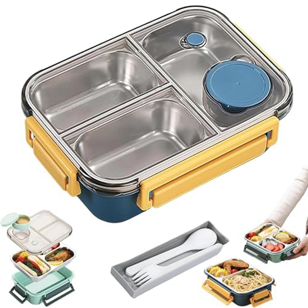 Boîte à lunch, Boîte à lunch portable en acier inoxydable, Avec vaisselle et compartiments séparés