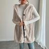 Popular Style Solid Color Plush Hooded Button Cardigan - Women's Autumn/Winter Casual Vest