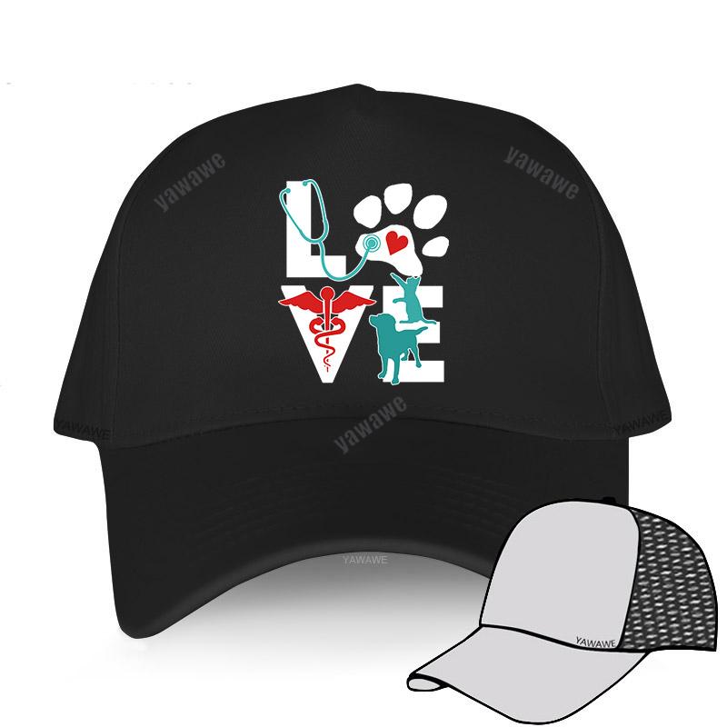 Baseballkappe für Herren und Damen, verstellbar, Motiv: „Love Veterinary Medicine“, süße Buchstaben, Geschenk, Unisex, klassischer Hut, Hip-Hop-Cap