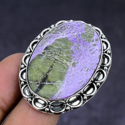 Natural Purpurite Gemstone Handmade 925 Sterling Silver Jewelry Ring Size 9 u5P36