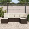 Ensemble de canapé de jardin vidaXL 6 pièces avec coussins Marron Rotin poly, Canapé de jardin vidaXL 2 places 3355117