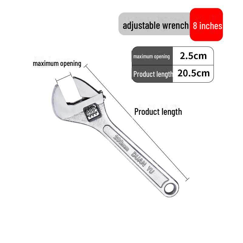 8" Adjustable Universal Wrench Tool, Multifunctional with 10" & 12" Options, Large Open End Wrench