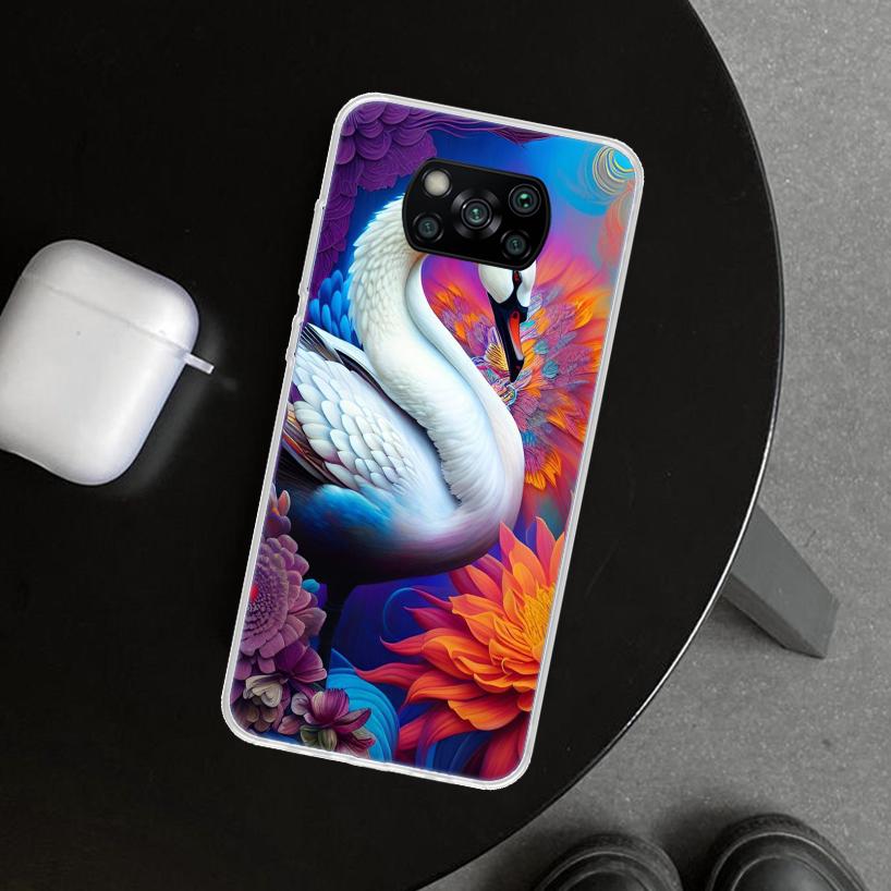 Black Swan Noble Phone Case Cover for Xiaomi Poco X6 X5 X7 Pro F7 Ultra Redmi 15C 15 13C 13 12C 12 10C 10 10A 9C 9A 9T 9 Coque P
