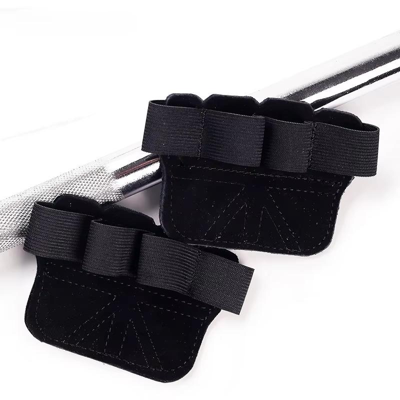 

1 Pair Cowhide Weightlifting Gloves Four Finger Palm Protection Anti Slip Fitness Training for Men Women Pull Up Workout