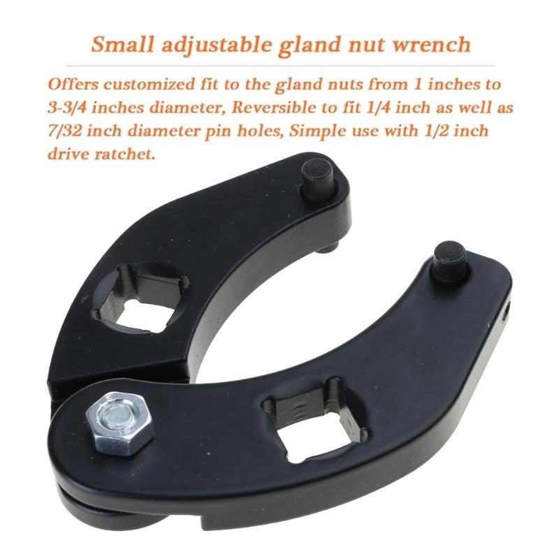 Adjustable Gland Nut Hand Wrench Tool 7463 Small Universal Gland Nut Spanner Set for Hydraulic Cylinders Most Farm Uses