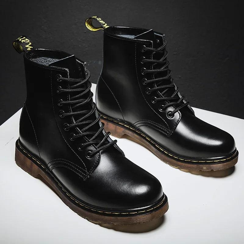 New Couple Boots Men's Women's Genuine Leather Motorcycle Shoes Breathable Waterproof Anti-Slip Warm boots Fashion ankle Boots