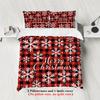 3-piece Christmas themed red checkered Christmas Happy English pattern print (1 duvet cover+2 pillowcases, no core) bedding set