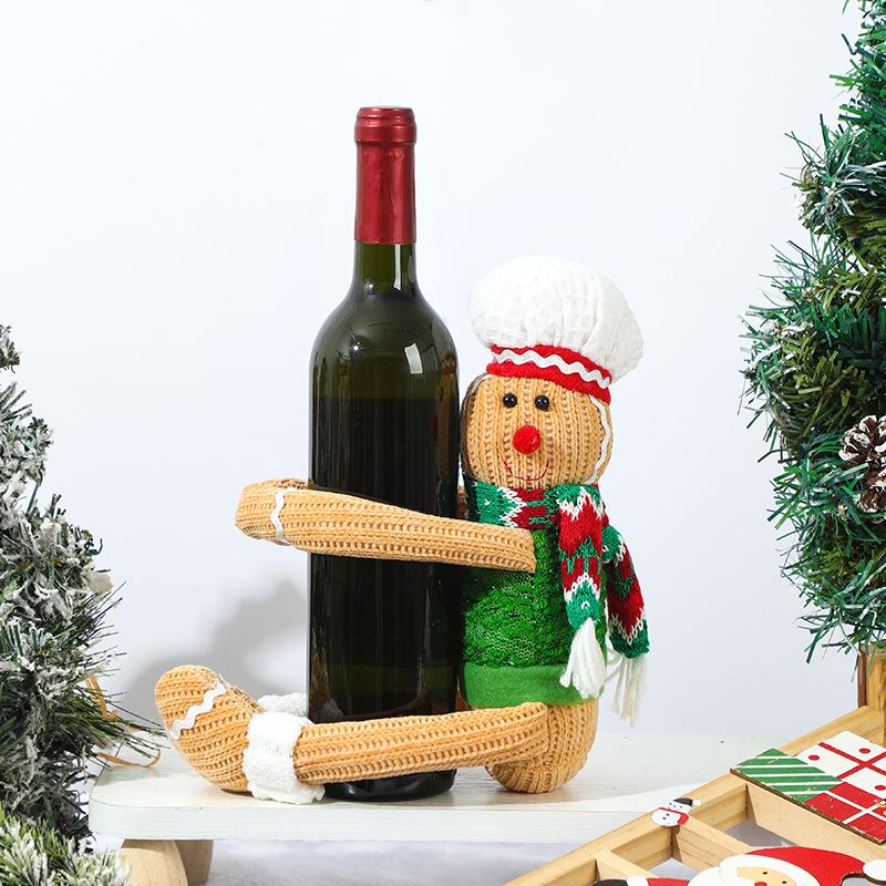 Festive Cartoon Wine Bottle Covers for Christmas Table Decor