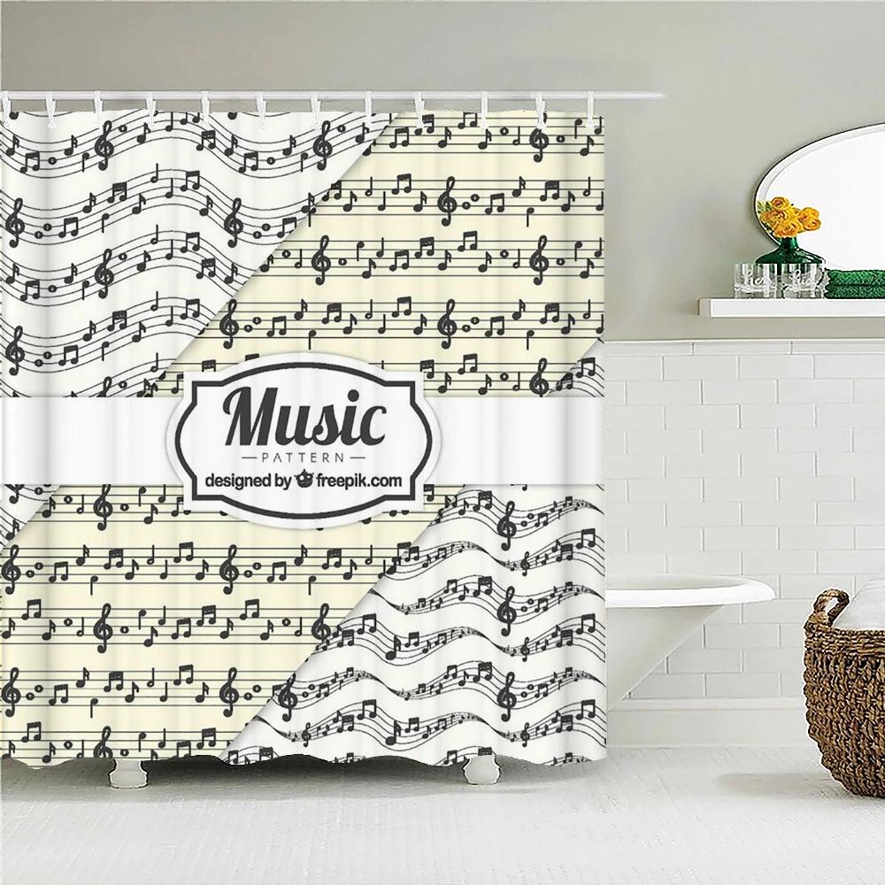 Music Rock Guitar Shower Curtains Modern Bathroom Curtains 3D Printed Decoration Waterproof Cloth With 12 Hooks Bath Curtain