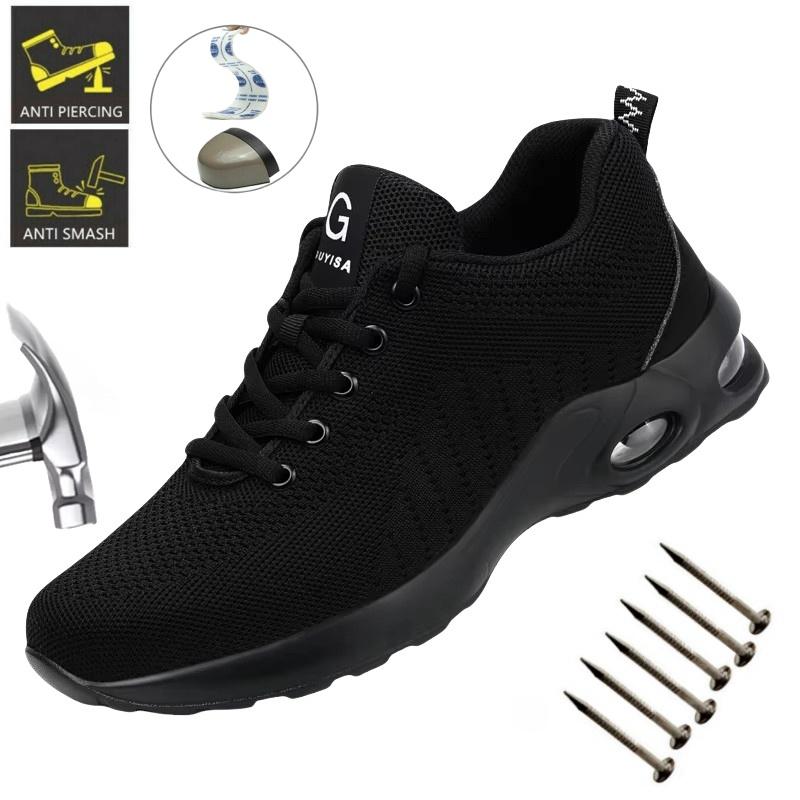 Air Cushion Work Safety Shoes For Men Breathable Work Sneakers Steel Toe Shoes Women & Man Anti-Puncture Safety Protective Shoes