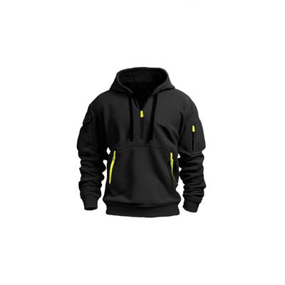 Men's American Hot Style Spring/Autumn Hoodie with Zipper, Pockets, and Ribbon Detailing