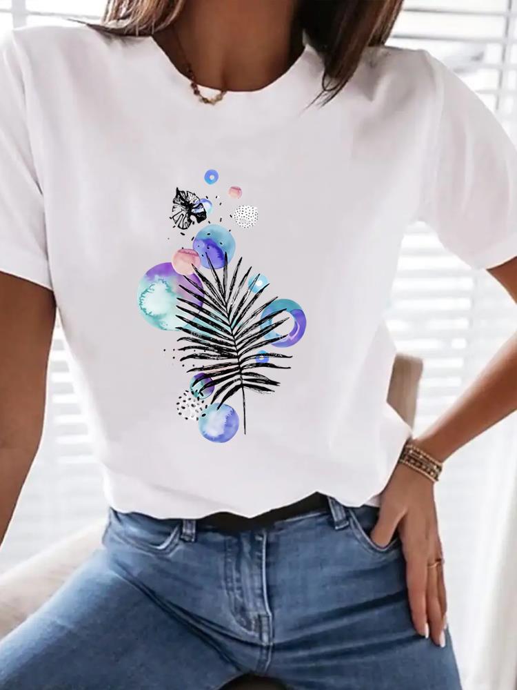 (Asian Size) Tee Top Butterfly Sweet 90s Trend Women Clothing T Shirt Woman Print Fashion  Female Short Sleeve Graphic T-shirts