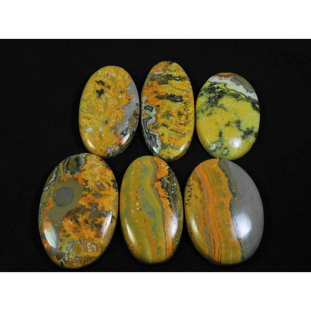 38-41MM Natural Bumble Bee Jasper Oval Cabochon Loose Gemstone 06Pcs Lot C-87