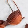 Halter Neck Backless Triangle Single Swimsuit Bikini Suits Women's Lace Up Gradient Split Swimwear