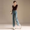 RAIN.CUN Women's High-Waist Straight Leg Ankle Jeans