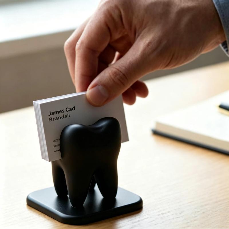 Decorative Tooth Shaped Name Card Box Clinic Reception Desktop Display Stand Office Desk Decor
