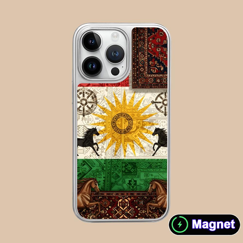 

Kurdistan Flag Silver Plating Magsafe Mobile Phone Case for iPhone 17 16 15 14 13 12 11 Air Pro Max Plus Colorful Cover iPhone 11