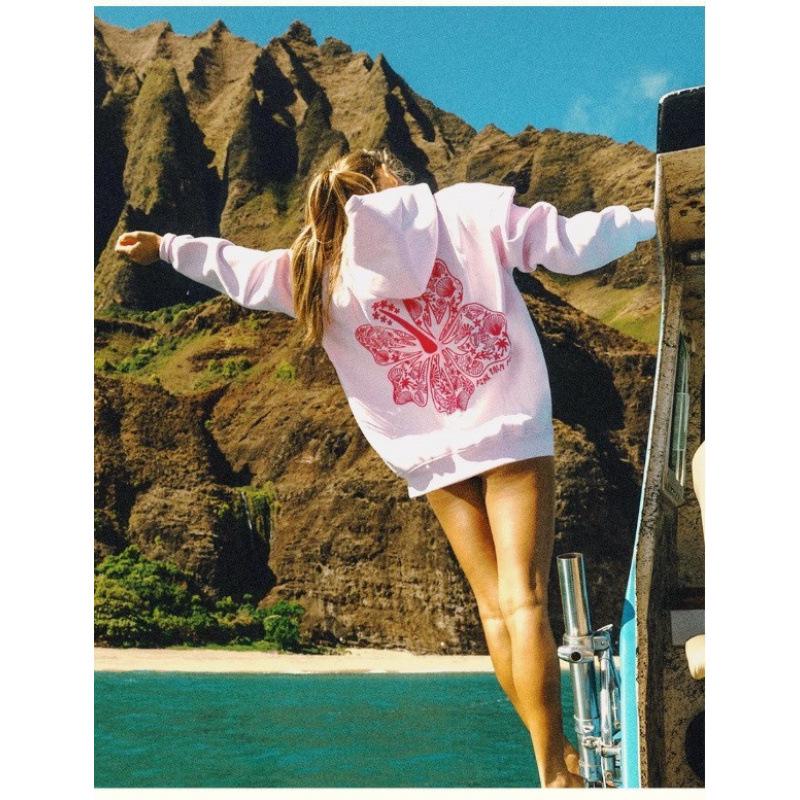 European Coconut Embroidered Drop Shoulder Hoodie