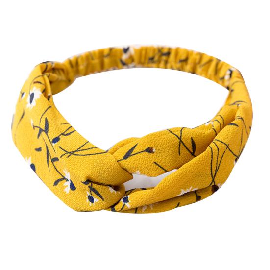 Fashion Women Flower Print Cross Knotted Headband Hair Band Elastic Headwear