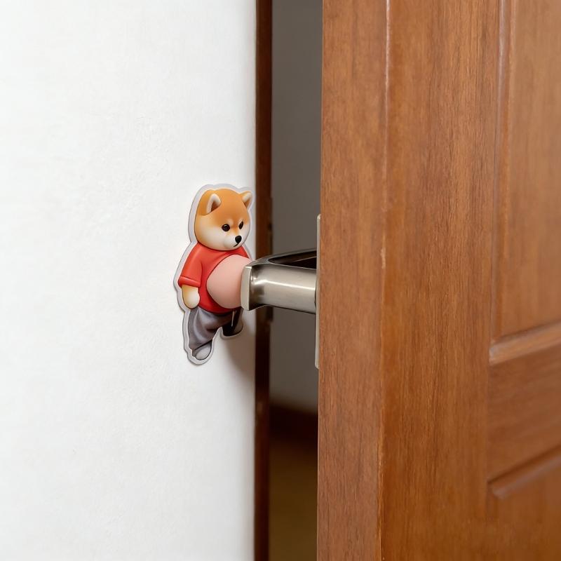 Pressure Relieving 3D Adhesive Dog Sticker Shiba Inu Design Suitable for Preventing Car Door Collisions Home Decoration