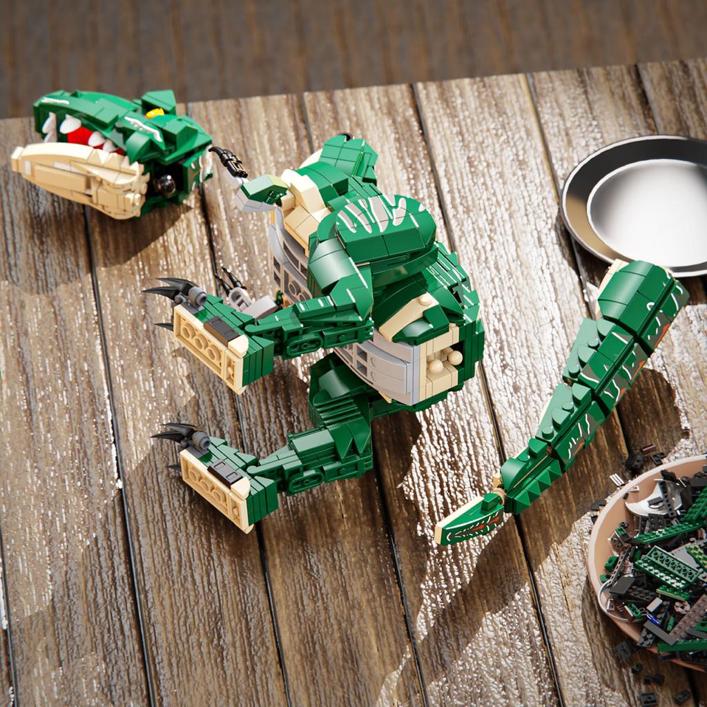 Non-Toxic 861Pcs Green Dinosaur Building Blocks Toys Model Tyrannosaurus Rex Assemble Puzzle Bricks Toy Sets For Kid Ornament Gifts