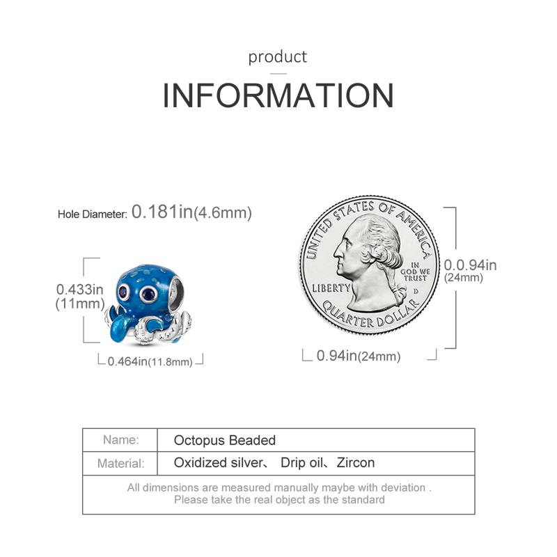 Original Charms Copper Blue Ocean Element Octopus Beads Fit Charms Plata Bracelets For Women Jewelry Making Fine Gifts