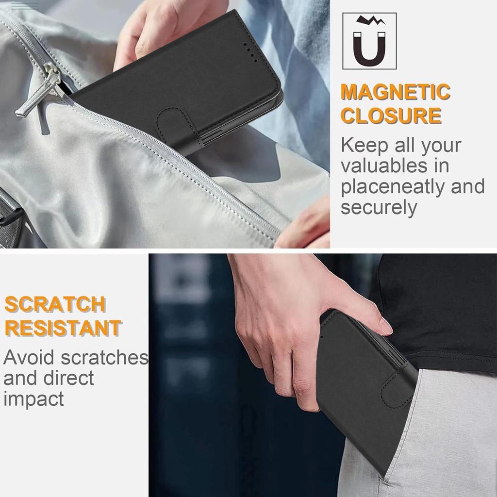 For iPhone 17 Leather Case Solid Color Phone Cover with Wallet