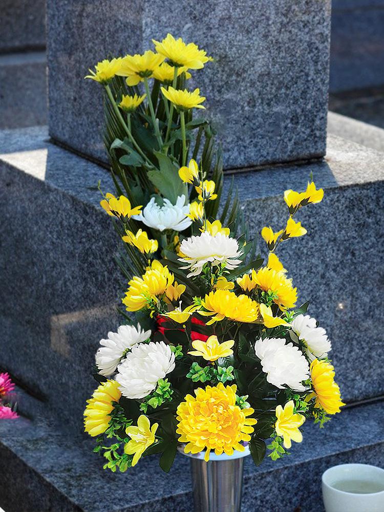 19 Head Chrysanthemum Sacrificial Tomb Flowers Artificial Flowers for Sacrifice and Tomb Sweeping White Yellow