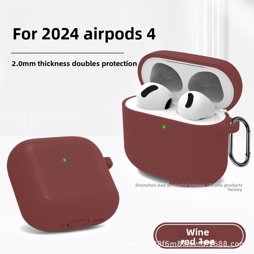 

Applicable AirPods 4 Protective Cover Bluetooth Headset Cover Silicone Solid Color One-piece Cover Airpods 4