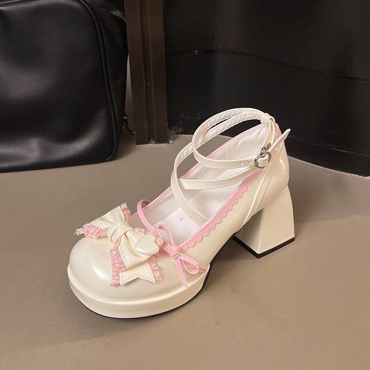 Bow High Heels for Women, Round Toe, Thick Heel, Sweet and Cute, Plus Size High Heels for Women