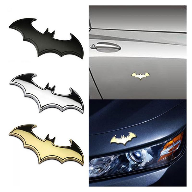 KRGNPLE Car Stickers Character Car Sticker Zinc Alloy Stick-on 3D Waterproof Personality Decoration Easy Installation (Bat Design)