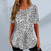 Summer Round Neck 3D Leopard Pattern Print Top Fashionable Casual Short Sleeved Women's T-shirts