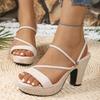Fashion High Heel Sandals for Women Summer 2025 Peep Toe Gladiator Shoes Woman Comfort Block Heel Platform Sandalias Mujer