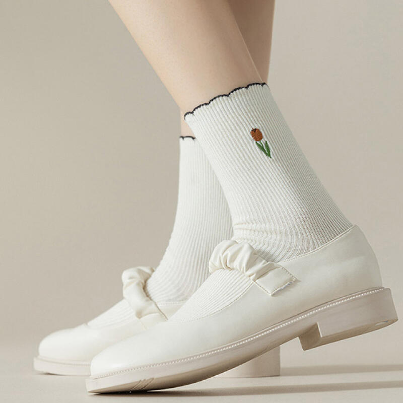 Tulip Golji Embroidered Socks 2-Pack beige