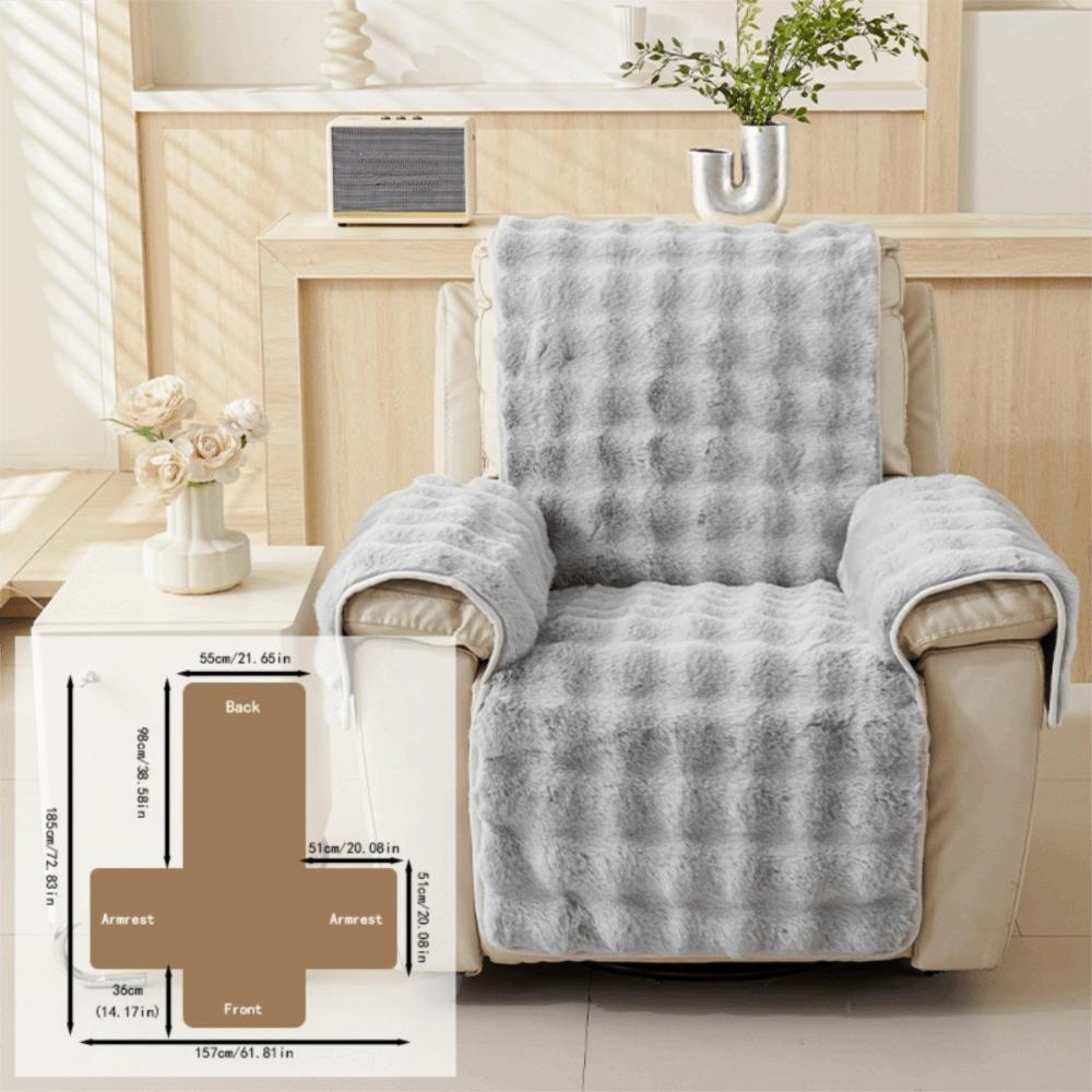 Integrated Plush Single Recliner Sofa Cover Anti-slip Particles Soft Massage Chair Pad Warm Wear-resistant Sofa Mat Winter светло-серый 6950₽