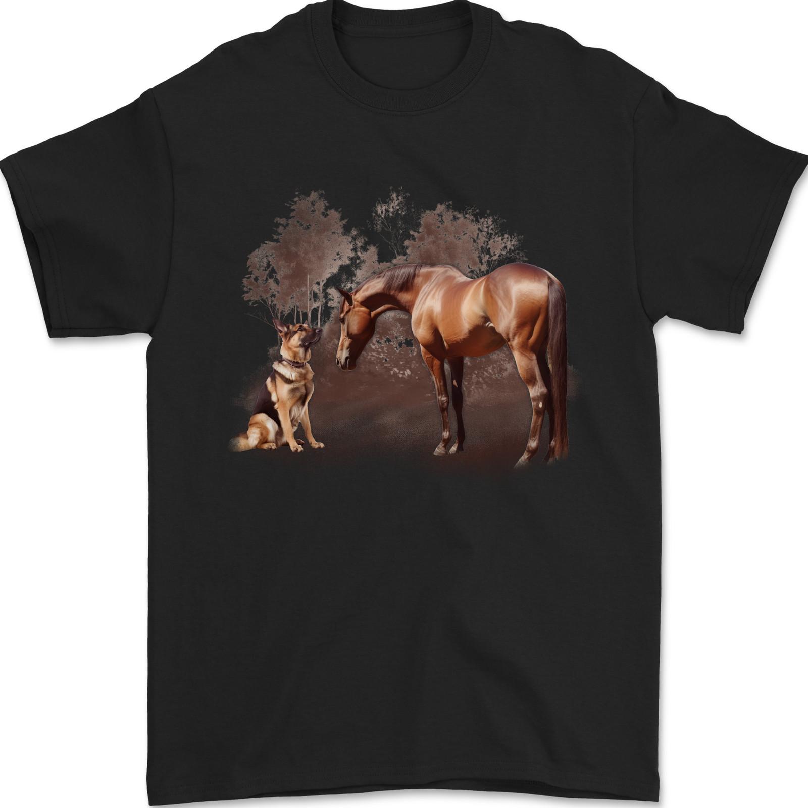 Dog and Horse German Shepherd Alsatian Mens T-Shirt 100% Cotton S разноцветный
