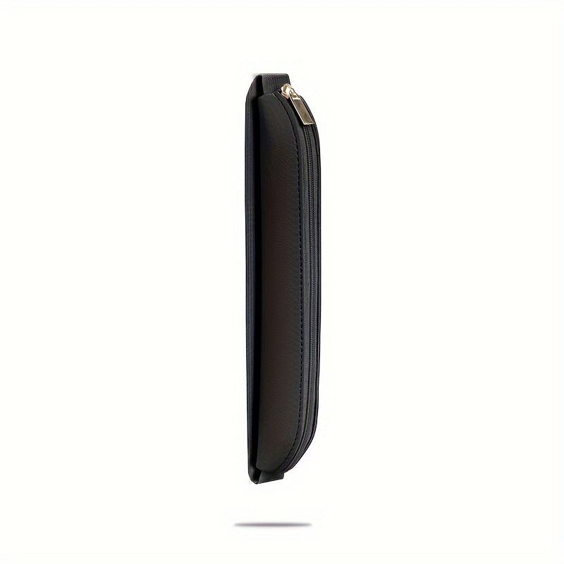 1pc Faux Leather Pen Case with Zipper Portable Elastic Sleeve for Notebooks, Irregular Shape, Daily Office Supplies