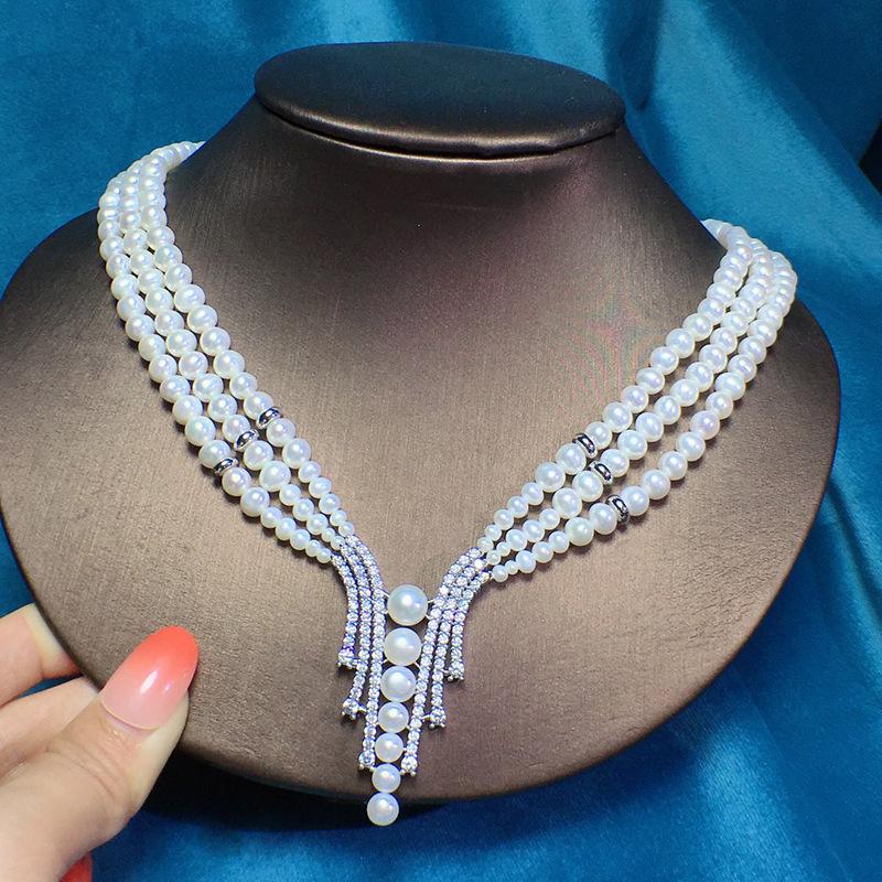 044 French Natural Freshwater Pearl Necklace - Elegant & Versatile for Women