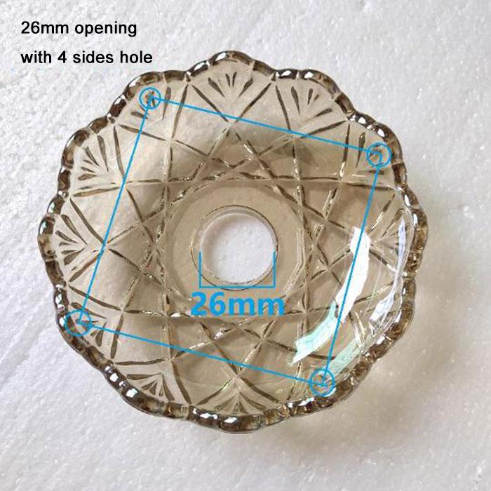 D12xH3cm Bernstein Grau Glas Tropfschalen Ersatz mit 4 Seitenlöchern,Klares Cognac Kristall Tropfschalen Schale mit 12mm 26mm 30mm Öffnung