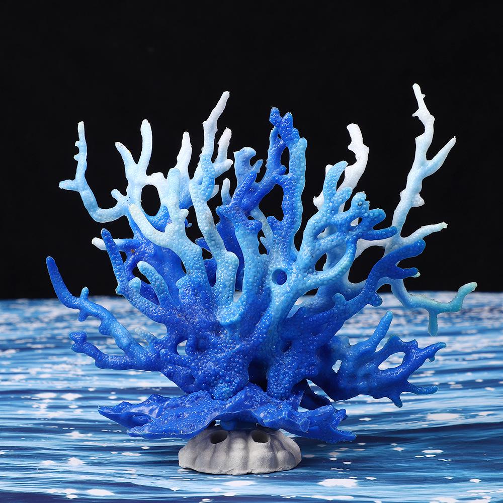 Ornamental Coral Fish Tank Decor: Ironwood Branch with Artificial Plants for Saltwater Aquarium Scenery